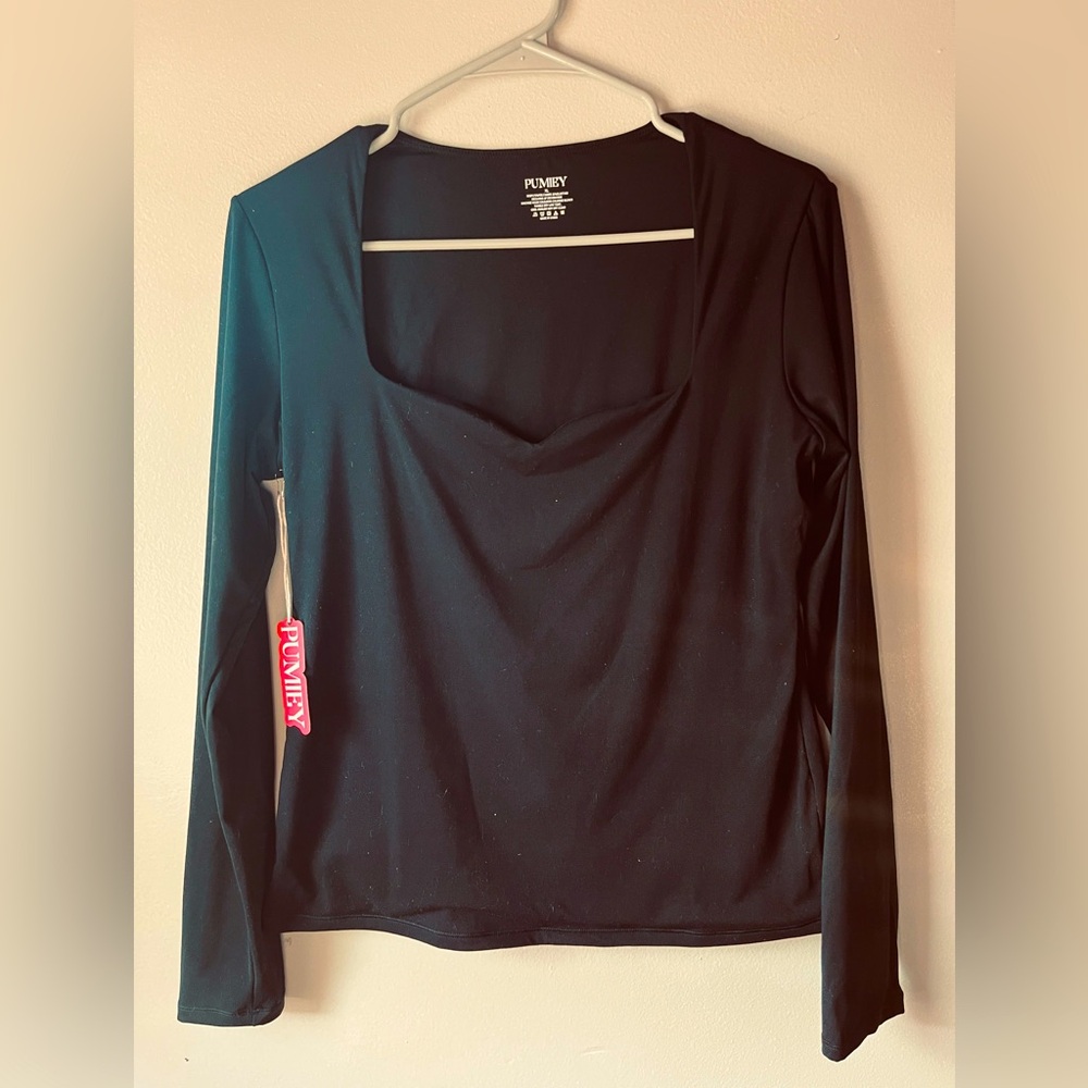 Long Sleeve Shirt for Women Sweetheart Neckline